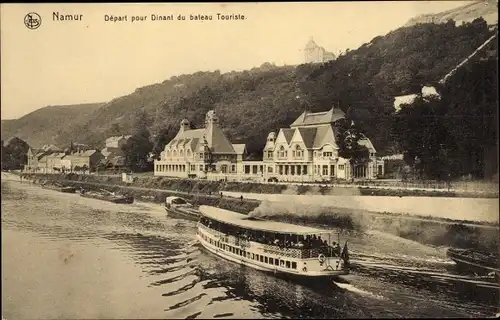 Ak Namur Wallonien, Depart pour Dinant du bateau Touriste