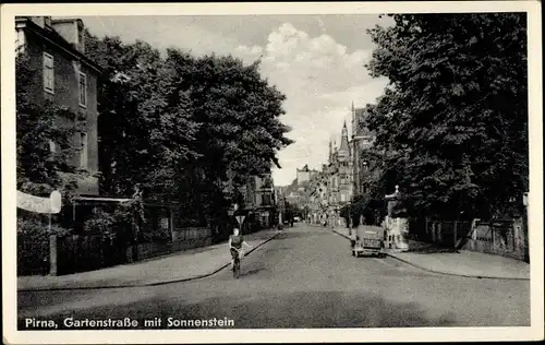 Ak Pirna an der Elbe, Gartenstraße mit Sonnenstein