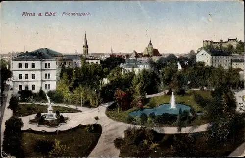 Ak Pirna an der Elbe, Friedenspark