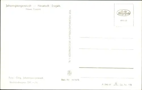 Ak Johanngeorgenstadt im Erzgebirge, neues Postamt