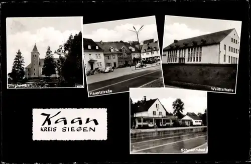 Ak Kaan Marienborn Siegen in Westfalen, Hauptstraße, Weißtalhalle, Schwimmbad