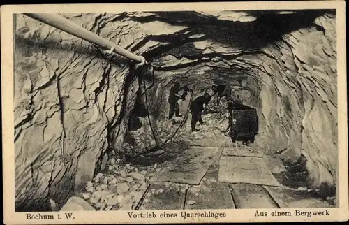 Ak Bochum im Ruhrgebiet, Bergwerk, Vortrieb eines Querschlages