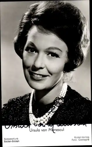 Ak Schauspielerin und Ansagerin Ursula von Manescul, Portrait, Autogramm
