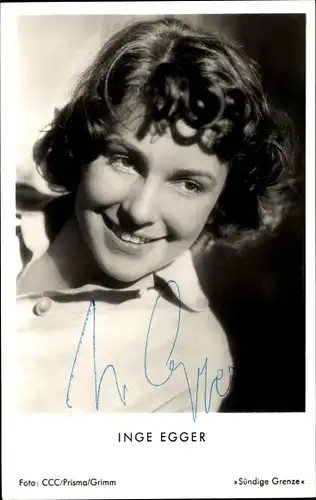 Ak Schauspielerin Inge Egger, Portrait, Autogramm