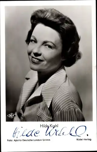 Ak Schauspielerin Hilde Krahl, Portrait, Autogramm
