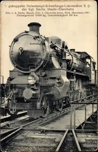Ak Deutsche Eisenbahn, Heißdampf Schnellzugloks Lokomotive, KS Staatseisenbahn, Dampflok