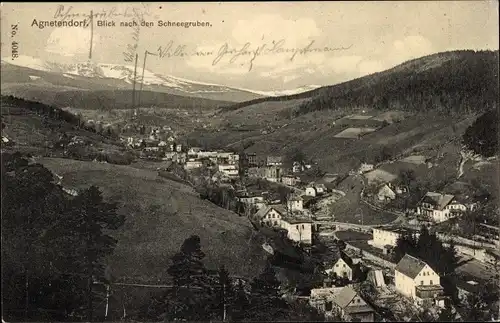 Ak Agnetendorf Region Reichenberg, Panoramablick zu den Schneegruben