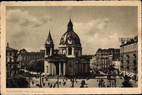 Ak Warszawa Warschau Polen, Platz der drei Kreuze, Plac Trzech Krzyży