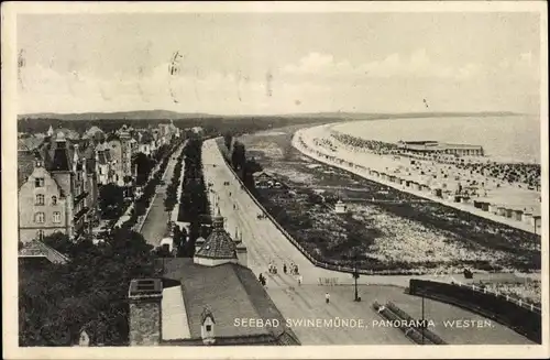 Ak Świnoujście Swinemünde Pommern, Panorama v. Westen aus