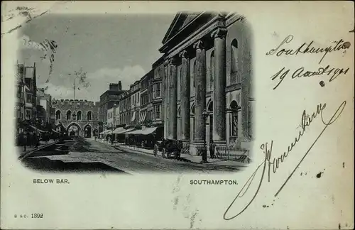 Mondschein Ak Southampton Hampshire England, Below Bar