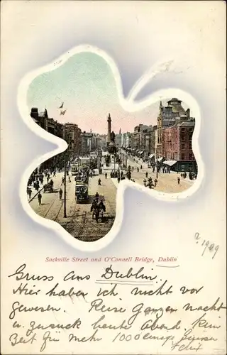 Passepartout Ak Dublin Irland, Sackville Street and O'Connell Bridge