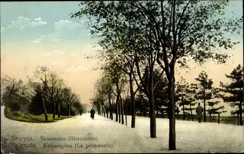 Ak Beograd Belgrad Serbien, Kalimegdan, La Promenade