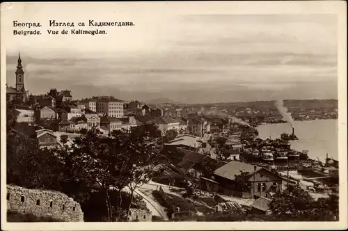 Ak Belgrad Beograd Serbien, Vue de Kalimegdan, Höhenblick auf den Ort