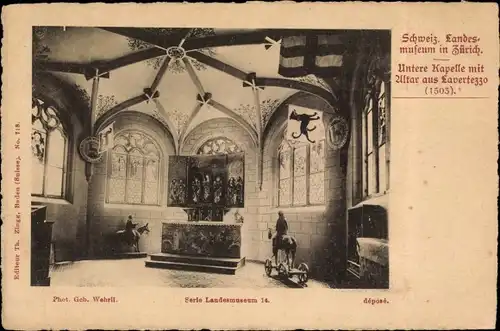 Ak Zürich Stadt Schweiz, Landesmuseum, Untere Kapelle mit Altar