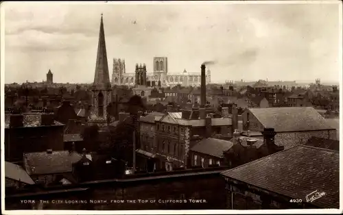 Ak York Yorkshire England, Panorama, Clifford's Tower