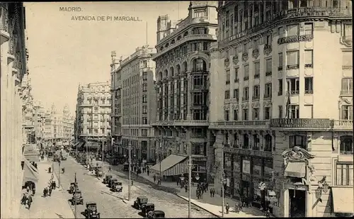 Ak Madrid Spanien, Avenida de Pi Margall, Straßenszene, Autos,