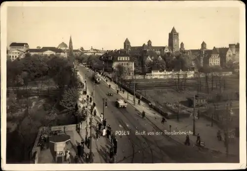 Ak Poznań Posen, Blick von der Theaterbrücke