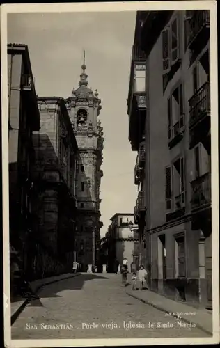 Ak Donostia San Sebastian Baskenland, Parte vieja Iglesia de Santa Maria