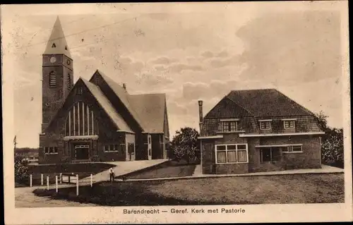 Ak Barendrecht Südholland, Geref. Kerk met Pastorie