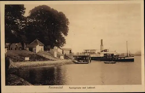 Ak Ammerstol Südholland, Aanlegplaats met Lekboot