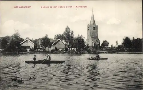 Ak Alblasserdam Südholland, Gezicht op den ouden Toren, Kerkstraat