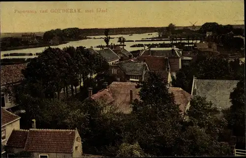 Ak Gouderak Südholland, Panorama met IJsel