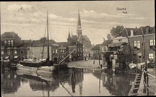 Ak Gouda Südholland Niederlande, Vest, Haven, Häuser