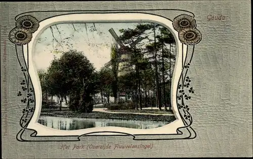 Passepartout Ak Gouda Südholland, Het Park, Overzijde Fluweelensingel