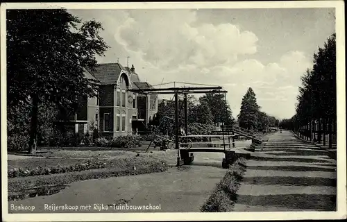 Ak Boskoop Alphen aan den Rijn Südholland Niederlande, Reijerskoop met Rijks-Tuinbouwschool