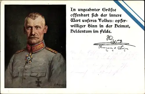 Künstler Ak Kronprinz Rupprecht von Bayern, Portrait, Zitat