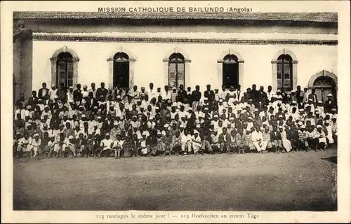 Ak Bailundo Angola, Mission Catholique, 113 Hochzeiten an einem Tag