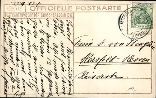 Ak Großherzog Ernst Ludwig von Hessen Darmstadt, Postkartenwoche der Großherzogin Eleonore 1912