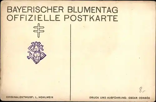 Künstler Ak Hohlwein, Ludwig, Mann im Frack mit Zylinder, Frau in grüner Jacke, Bayrischer Blumentag