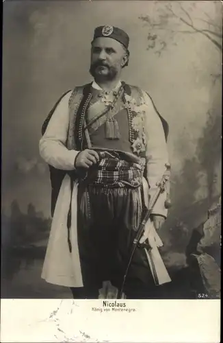 Ak Nicolaus von Montenegro, Standportrait, König Nikola I