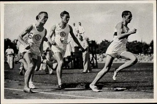 Sammelbild Olympia 1936, 800m Lauf des Länderkampfes Deutschland England 1935