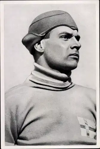 Sammelbild Olympia 1936, Eisschnellläufer Birger Vasenius, Portrait