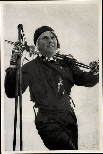 Sammelbild Olympia 1936, Norwegische Skifahrerin Laila Schou Nilsen