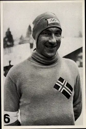 Sammelbild Olympia 1936, Eisschnellläufer Ivar Ballangrud, Portrait