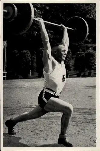 Sammelbild Olympia 1936, Gewichtheber Janssen