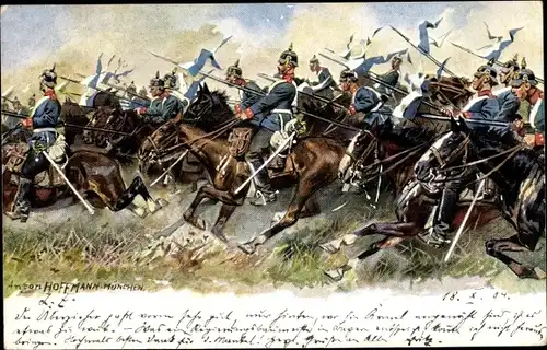 Künstler Ak Hoffmann, Anton, Deutsche Soldaten in Uniformen, Reiter