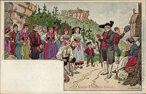 Künstler Litho Kauffmann, Usages et Costumes d'Alsace, Elsässer Bräuche und Trachten