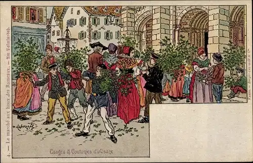 Künstler Litho Kauffmann, Usages et Costumes d'Alsace, Am Palmsundah