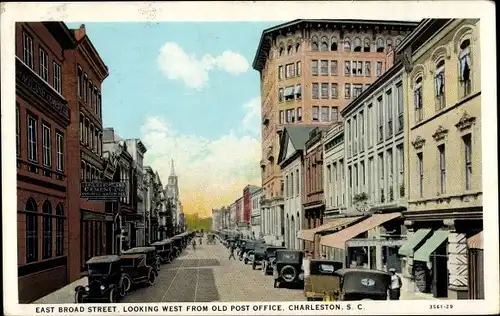 Ak Charleston South Carolina USA, East Broad Street, looking West from Old Post Office