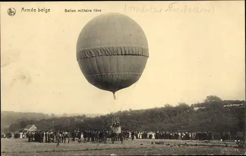 Ak Armée belge, Ballon militaire libre, Landung eines belgischen Militärballons