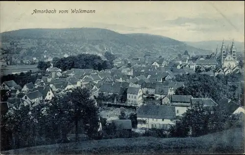 Ak Amorbach im Odenwald Unterfranken, Ort vom Wolkmann gesehen