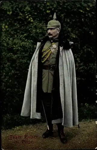 Ak Kaiser Wilhelm II. im Felde, Standportrait