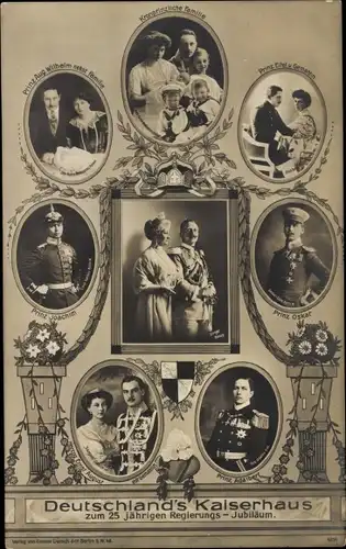 Ak Deutschlands Kaiserhaus unter Wilhelm II., 25 jähriges Regierungsjubiläum