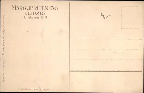 Künstler Ak Klinger, Max, Leipzig in Sachsen, Margueritentag 1911, Meissner & Buch