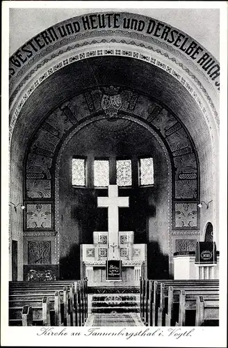 Ak Tannenbergsthal Muldenhammer im Vogtland, Inneres der Kirche