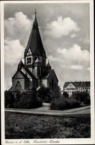 Ak Riesa an der Elbe Sachsen, Trinitatiskirche
